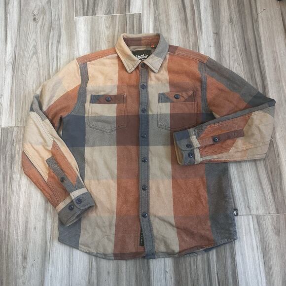 Howler Brothers Roadanthe Blanket Flannel SZ Small Plaid Casual Outdoors Orange - Picture 1 of 9